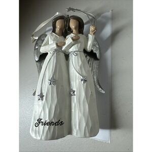 Angel Statue  "Friend" Ornament with Silver Wings 5"
